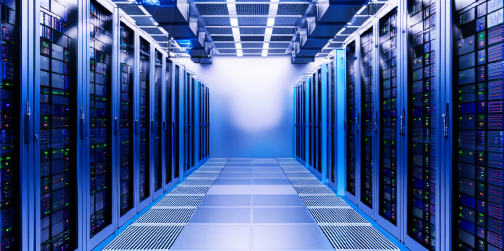 Modern server room representing Systematix's infrastructure